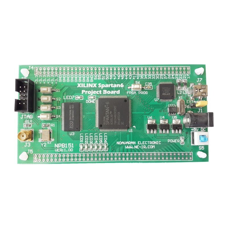 برد پروژه FPGA های XC6SLX9) XILINX) از سری Spartan6 مدل NPB151